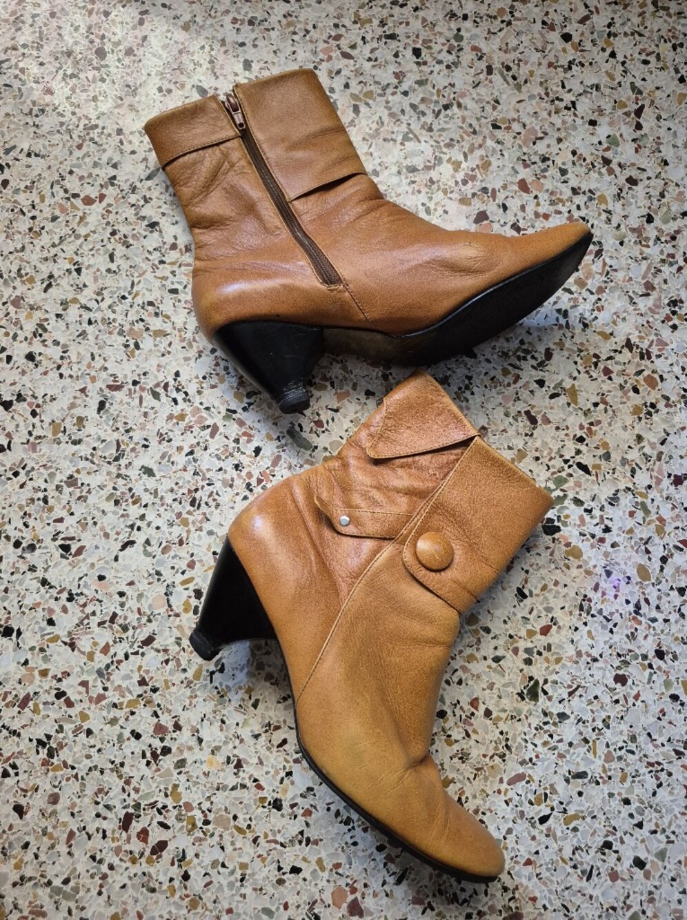 Vintage Boho Ankle Boots Camel Tan 7.5